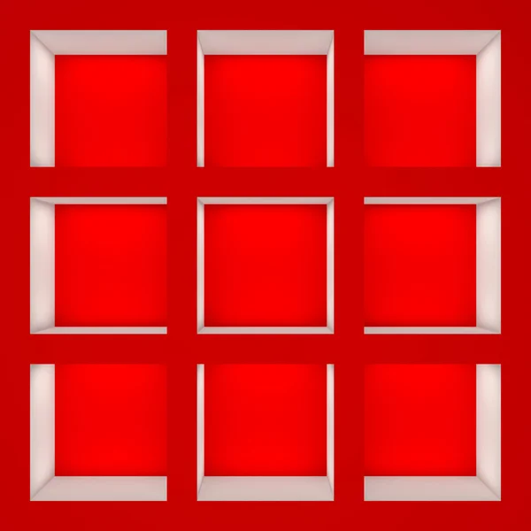 Leeres rot-weißes Regal — Stockfoto