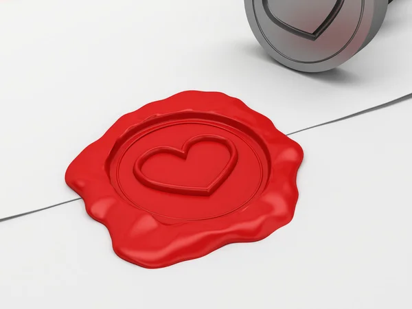 The letter sealed by a stamp with heart. — Stock Photo, Image