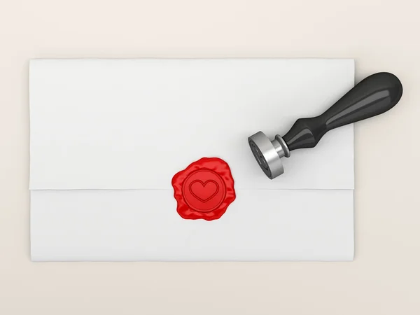 A carta selada por um selo com coração . — Fotografia de Stock