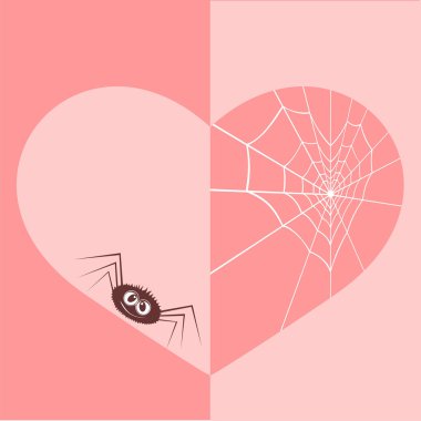 Web in the form of heart and a spider. clipart