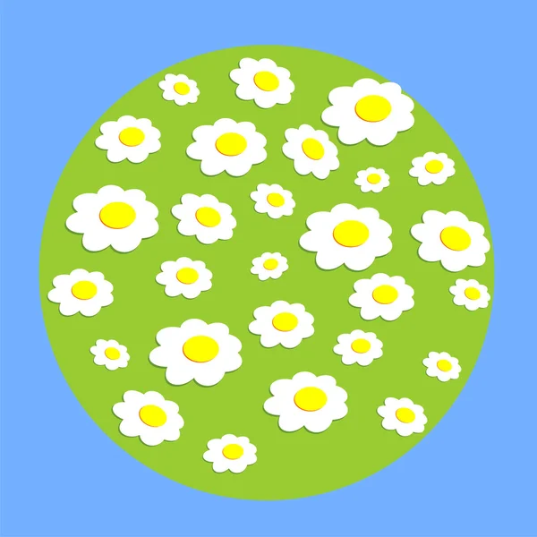 Daisy roda flores no globo — Vetor de Stock