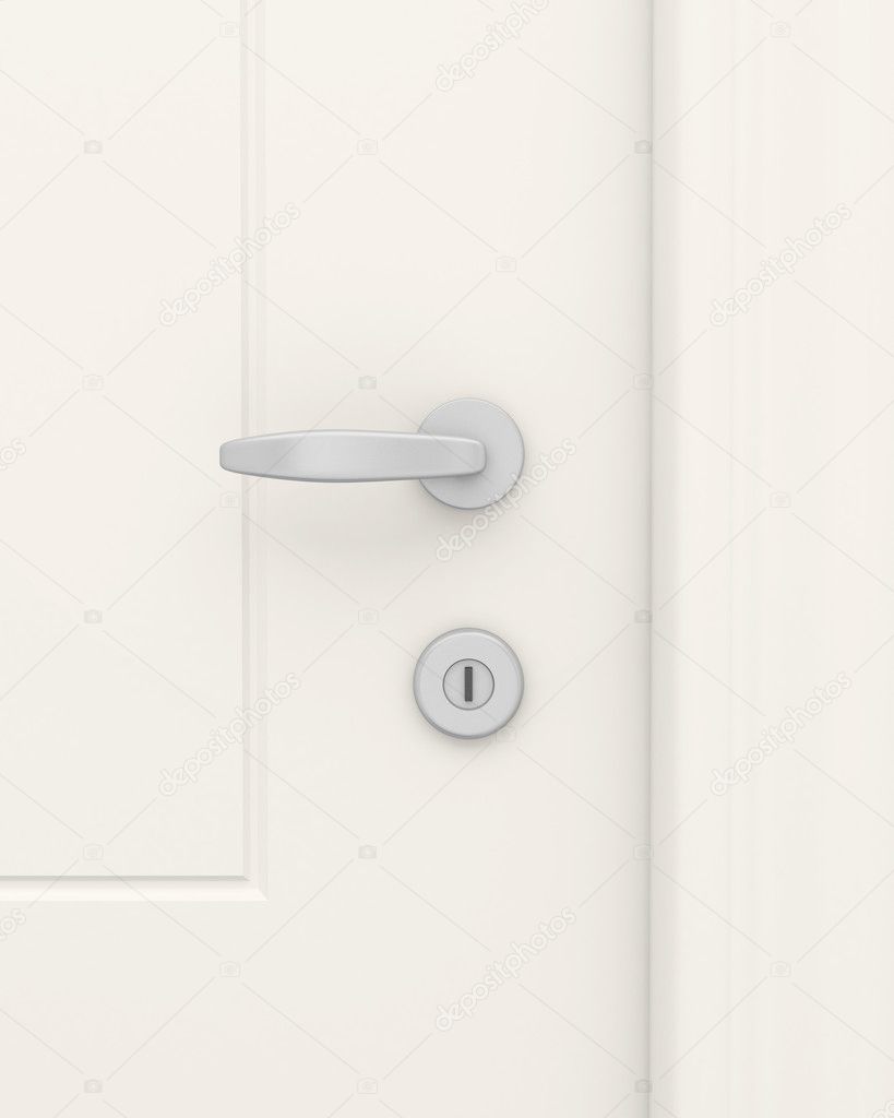 The door handle and the lock.