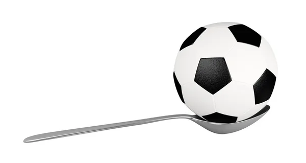Μπάλα ποδοσφαίρου και κουτάλι — Φωτογραφία Αρχείου