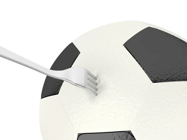 Soccer ball and fork — Stock Photo, Image