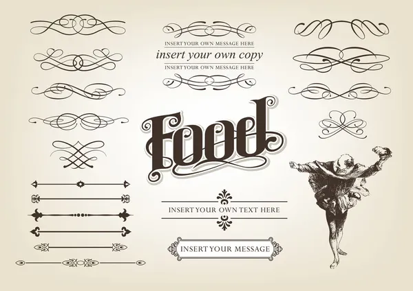Kalligraphie Lebensmittel-Set — Stockvektor