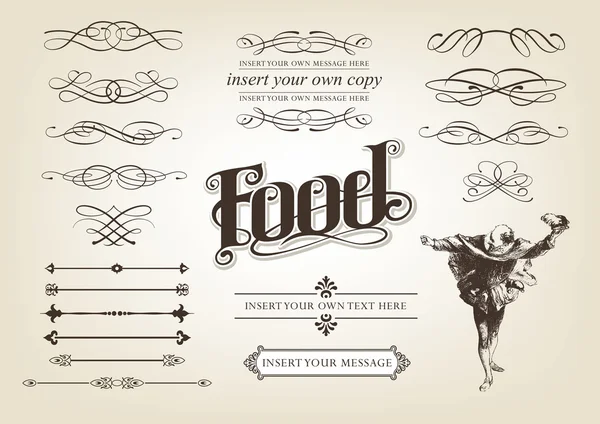 Kalligraphie Lebensmittel-Set Vektorgrafiken
