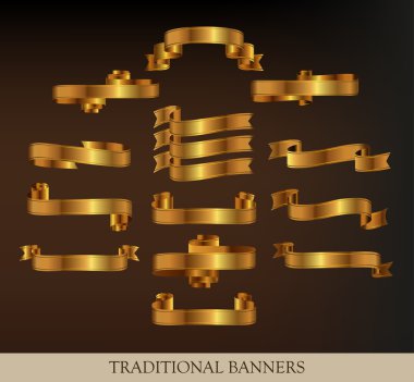 Collections of Gold Vector Ribbons clipart