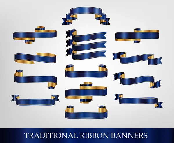 Blue Ribbon Banners — Stock Vector