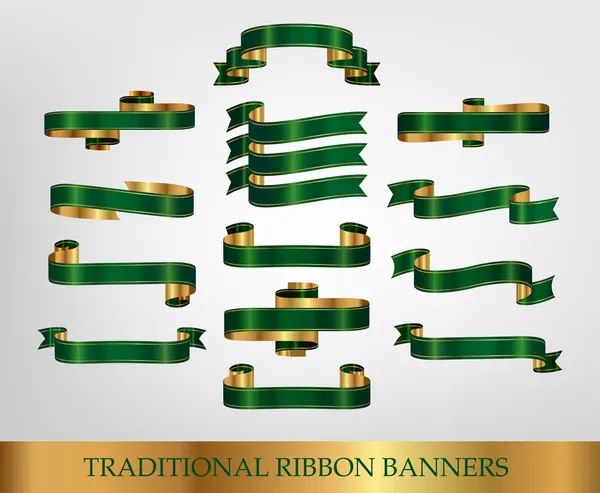 Bannières de ruban vert — Image vectorielle