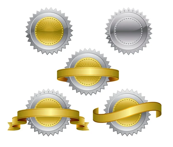 Diseños de medallas y cintas . — Vector de stock
