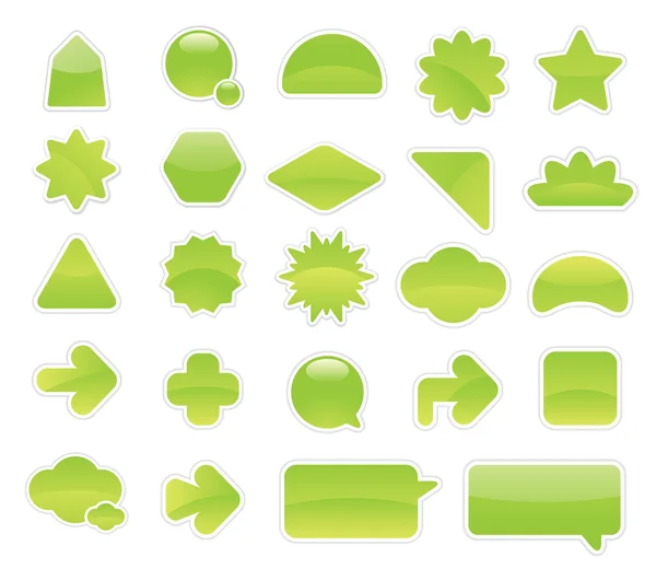Green labels and stickers — Stock Vector