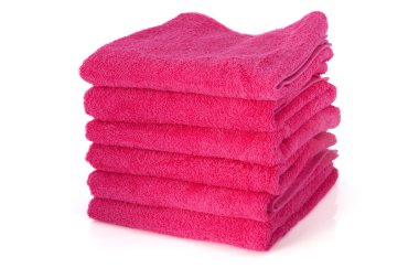 yığılmış pembe havlu