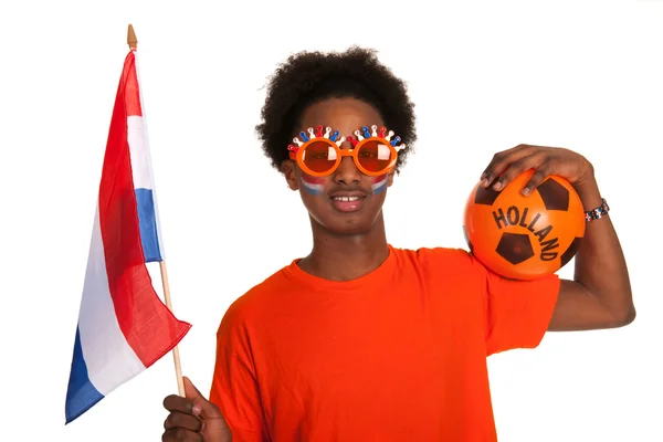 Afroamerikanska holländsk fotboll supporter — Stockfoto