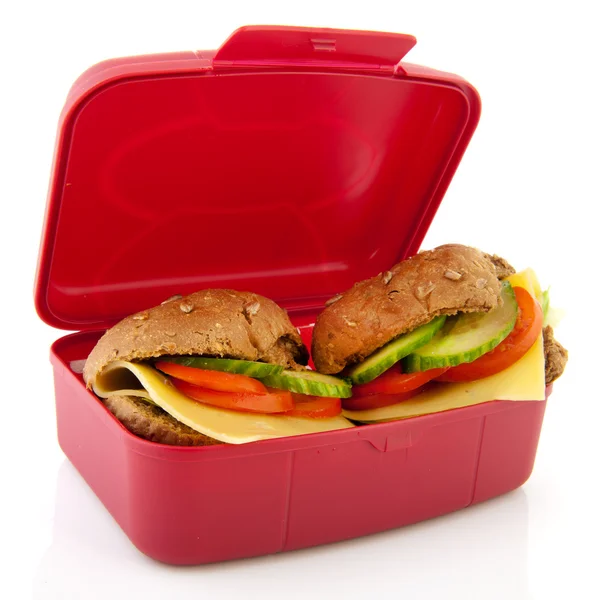Lunchbox mit gesunden Brötchen — Stockfoto