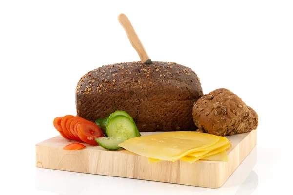 Healthy brown bread with cheese — Stock Photo, Image