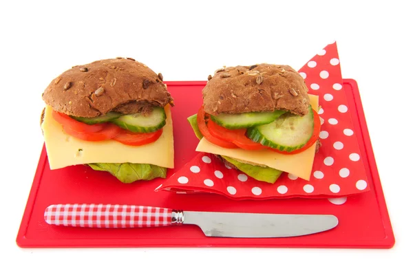 健康的棕色面包卷的午餐 — 图库照片