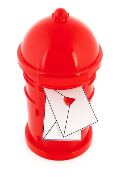 Kärleksbrev i röda postbox — Stockfoto