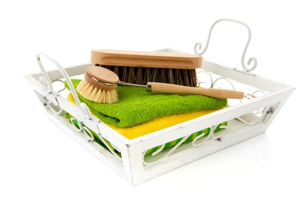 Bandeja produtos de limpeza — Fotografia de Stock