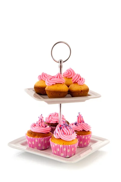 Många cupcakes på tårtlager — Stockfoto