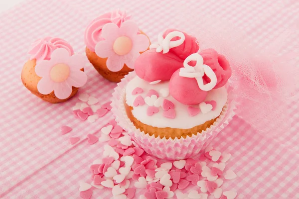 Bebé rosado cupcake — Foto de Stock