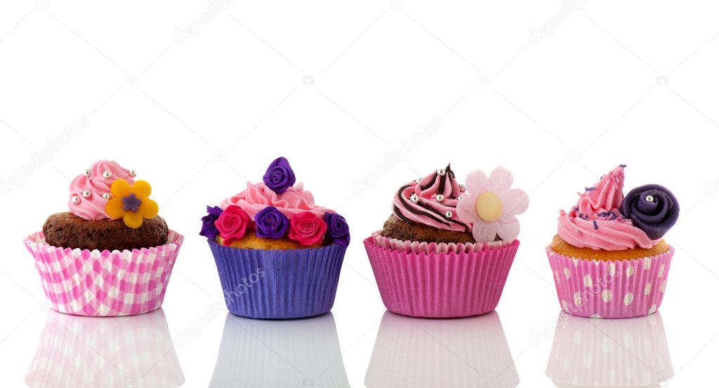 Colorful row cupcakes