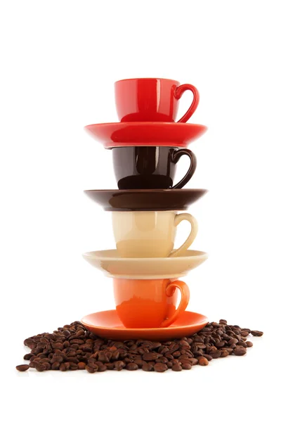 Stacked cups and saucers — Stock Photo, Image