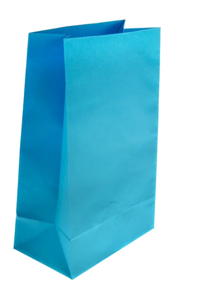 Modré papírový sáček — Stock fotografie