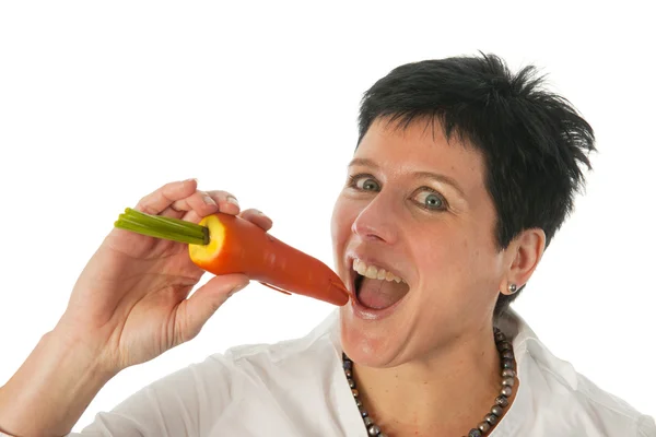 Donna con carota — Foto Stock
