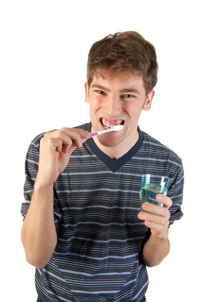 Чистка зубів — стокове фото
