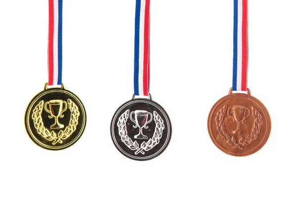 Medalhas de ouro prata e bronze — Fotografia de Stock