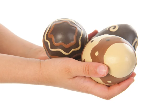 Child hands with easter eggs — Stock Photo, Image