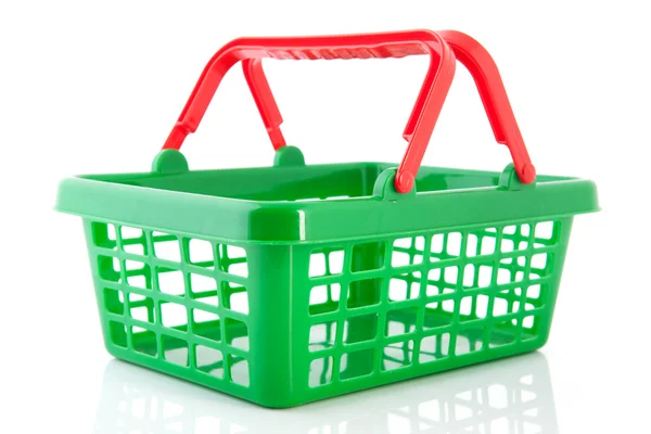 绿色塑料购物篮 — 图库照片