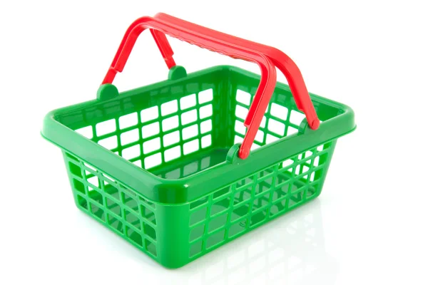 Zelený plastový nákupní košík — Stock fotografie