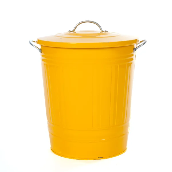 Żółty kosz na śmieci — Zdjęcie stockowe