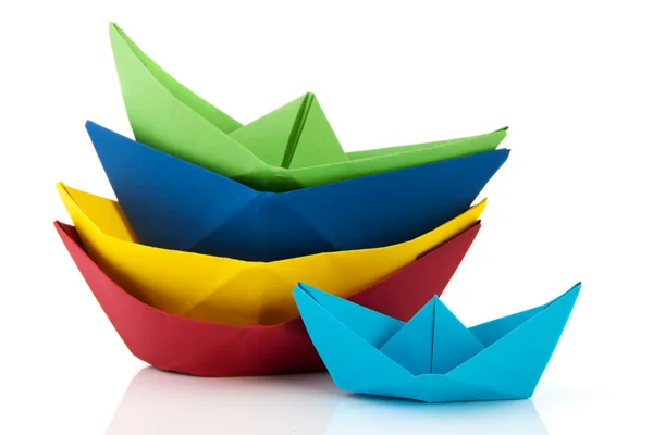 Stacked colorful paper boat — Stock Photo, Image