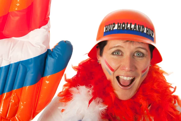 Hollandalı kadın futbol hayranı olarak — Stok fotoğraf