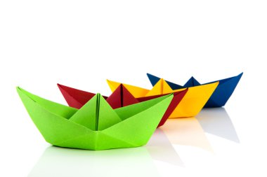 Colorful paper boat clipart