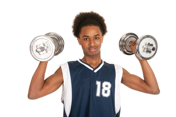 Young boy doing workout — Stock Photo, Image