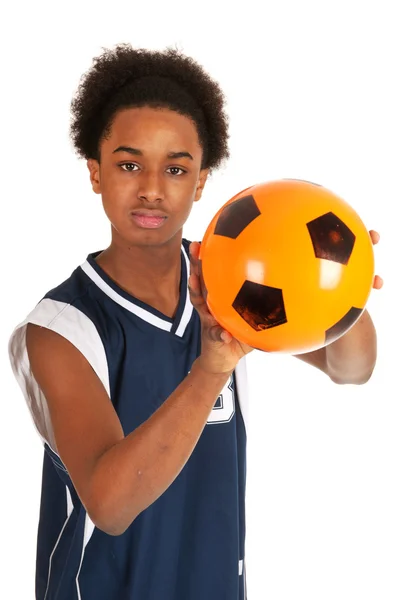 Black basketball player with ball — Stock Photo, Image