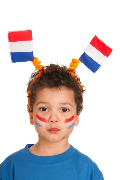 Holenderski dziecko jako fan piłki nożnej — Zdjęcie stockowe