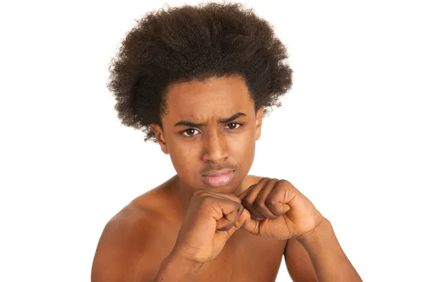 Bestrijding van zwarte jongen — Stockfoto