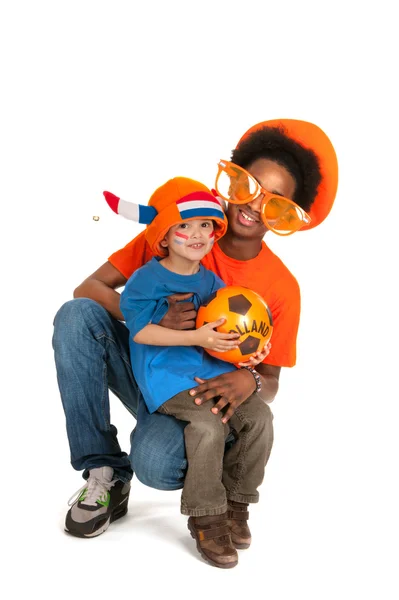 Dutch brothers as soccer fan — Stock Photo, Image