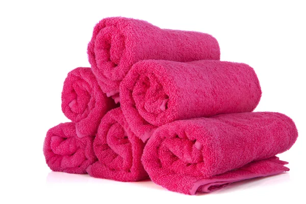 Válcované růžové ručníky — Stock fotografie