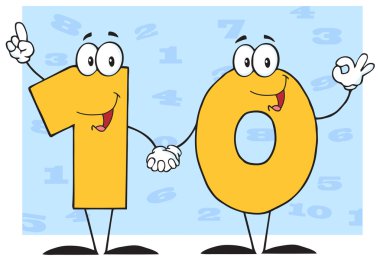 Number Ten Cartoon Character clipart