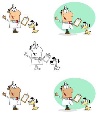 Veterinarian Man With A Dog clipart