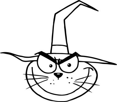 Outlined Cat Which Head clipart