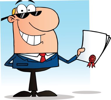 Businessman Showing Contract clipart