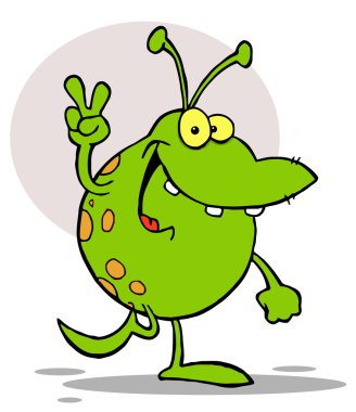 Peaceful Spotted Green Alien Walking clipart