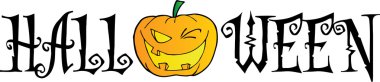 Halloween Text With Pumpkin Winking clipart