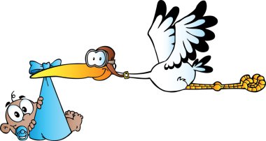 Baby Adoption Stork With A Black Child clipart